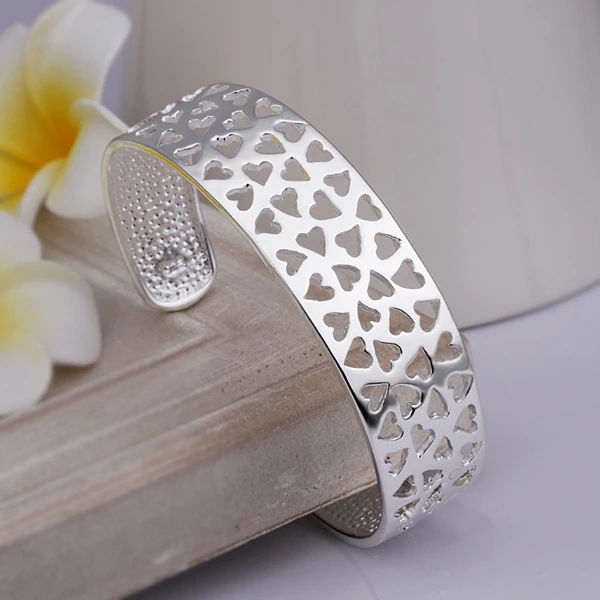 Wholesale Price !! Silver Fashion Jewelry Bracelet &amp Bangles Elegant Hearts Bangle for Women Girls | Украшения и аксессуары