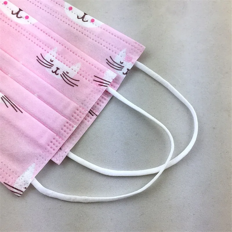 10PCS Anti-dust Windproof Disposable Mouth Mask Cute Cartoon Non-woven 3 Layers Anti Haze Adult Printed Masks
