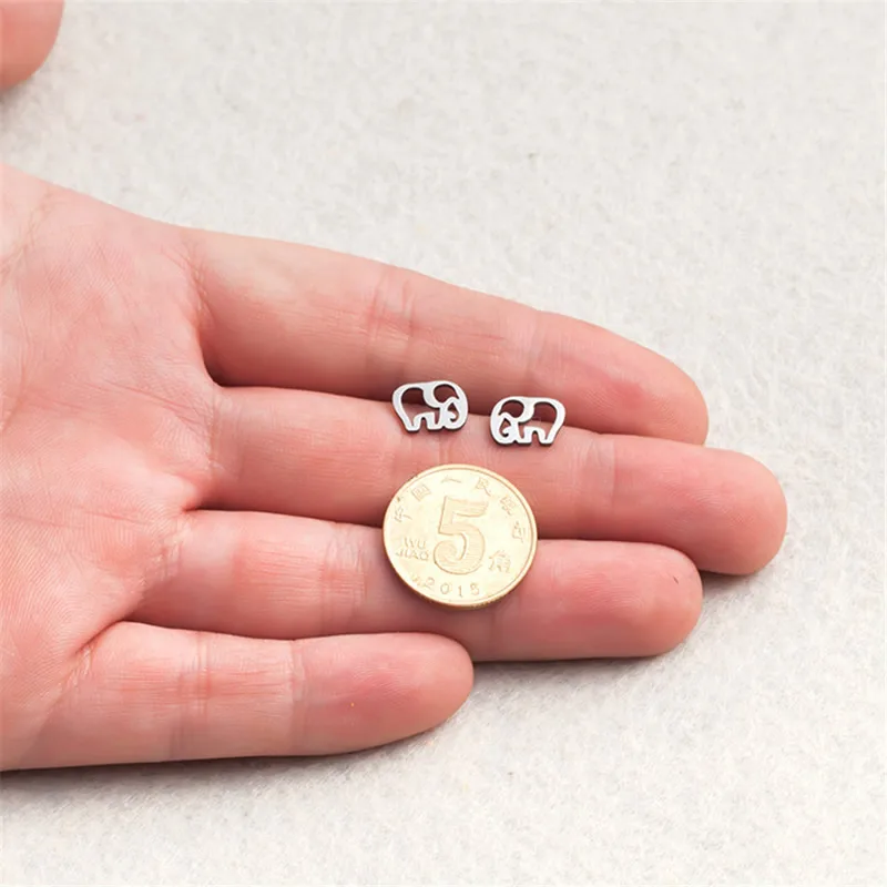 Нержавеющая сталь Стад серьги латунь ПОСТ Pin милый слон покрыло продавец пара