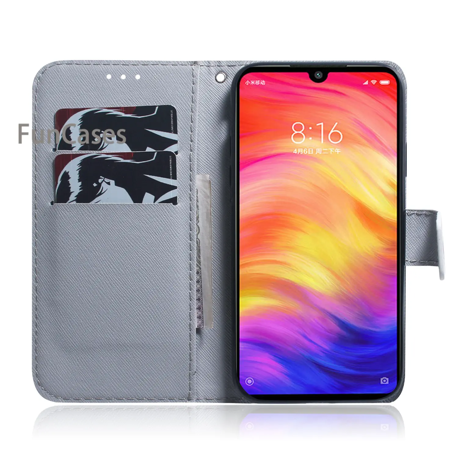 Чехол книжка из искусственной кожи с изображением Льва для funda Redmi Note 7 чехлы на