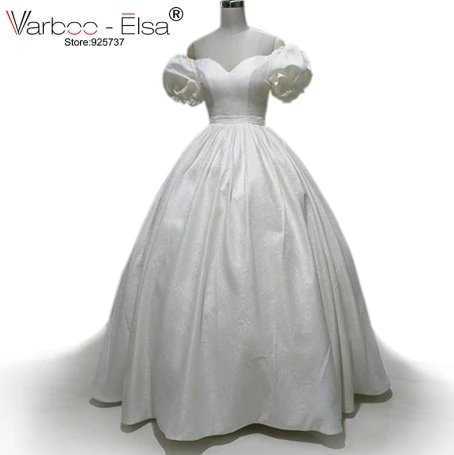 Vestido de Novia бальное платье Свадебные платья с v-образным вырезом с принтом атласные винтажные Свадебные платья цвета слоновой кости с рукавами-крылышками арабское платье белого цвета - Цвет: as picture