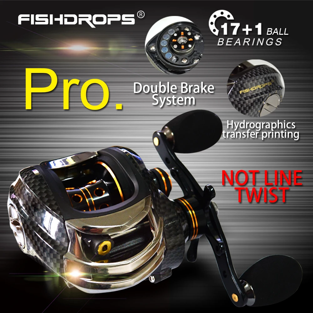 Fishdrops Baitcasting Reel Casting Reels Fishing Reel Left Hand Right Hand Dual Brake System Gear Ratio 7.0:1 Fishing Coil baitcasting reel 22 lb powerful drag fishing reel 6 3 1 gear ratio ultra smooth casting fishing reels 6 1 bb casting reel for f