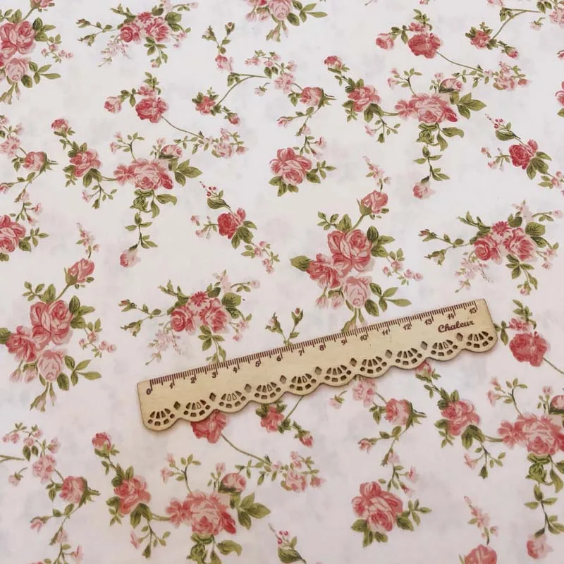 big floral Хлопок саржевая ткань пасторальный WIHTE темно-бордовый розовый маленький цветок цветочный для DIY Ручная работа детское постельное белье одежда платье пэчворк - Цвет: big floral