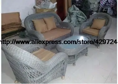 Роскошный ручной работы круглый ротанговый открытый диван набор садовый патио