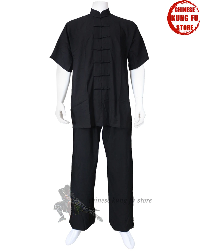 Высококачественный летний хлопковый костюм кунг фу с короткими рукавами