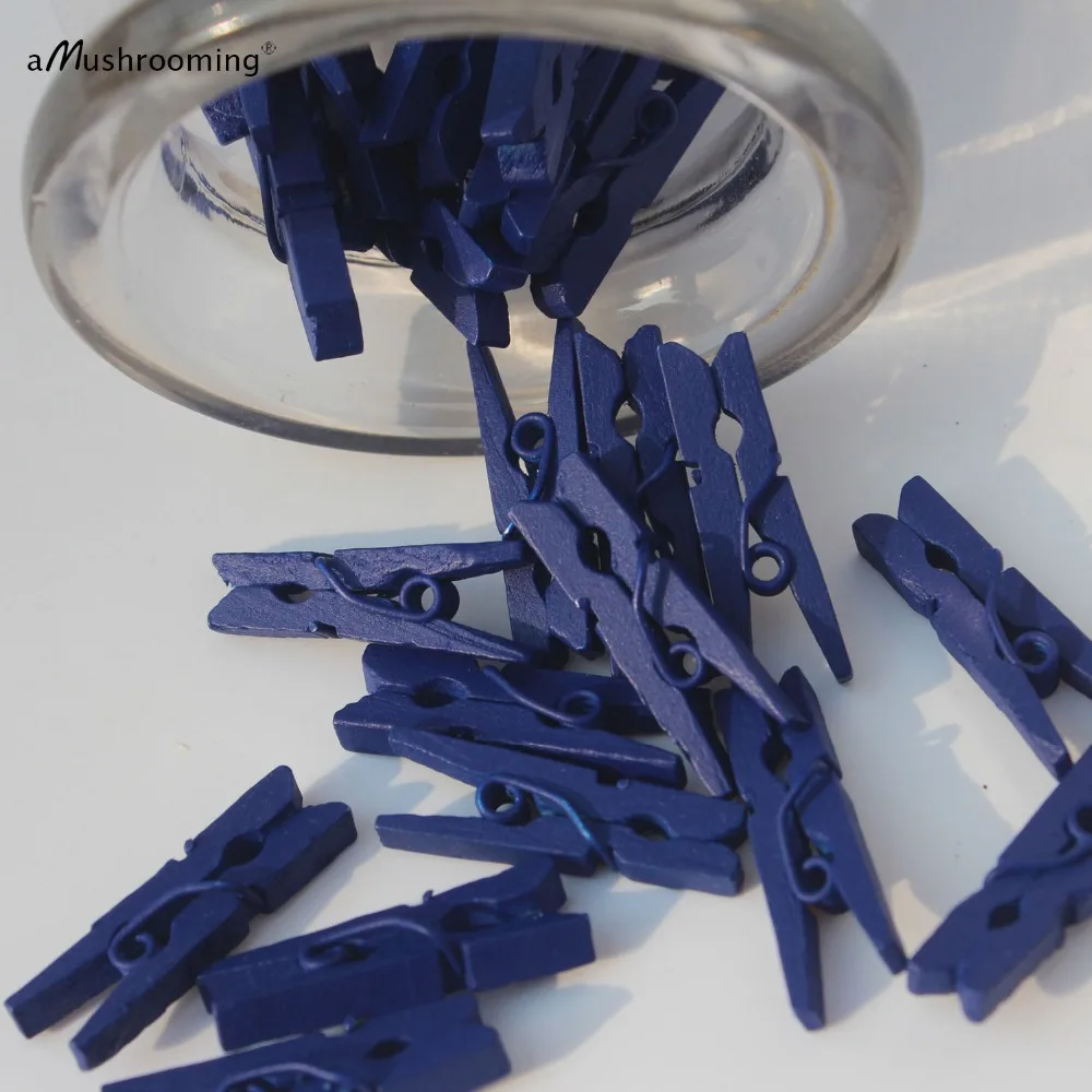 200 Royal Blue Mini pegs Wooden Clothespins Navy Scrapbooking Small Clips Baby Shower Fairy Garden Decor Pins Summer DIY Crafts | Дом и сад