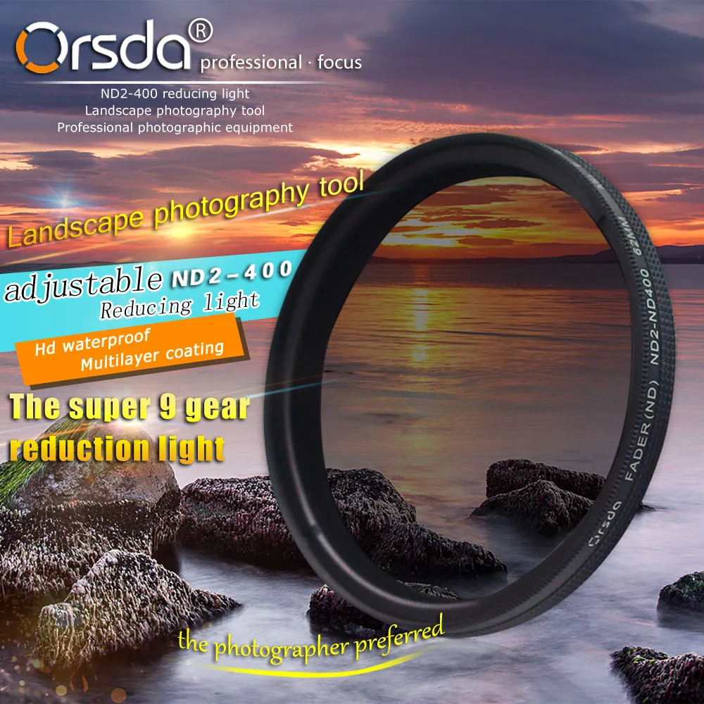 Фильтр нейтральной плотности Orsda ND 37 мм 46 49 52 55 58 62 67 77 72 82 86 ND2 до ND400|86mm filter|filter for