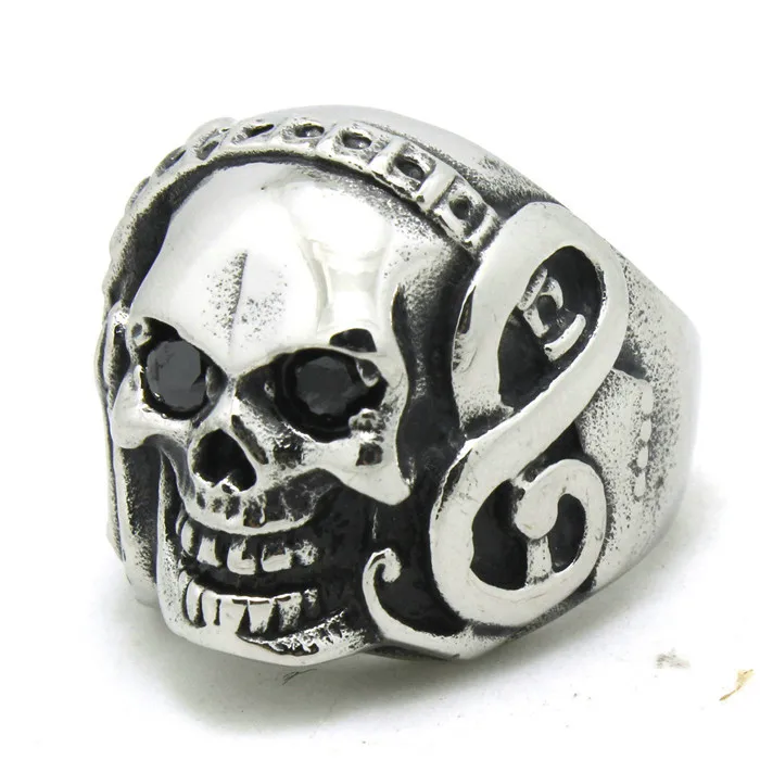 1 шт. черные кристаллы Череп играть на гитаре 316L нержавеющая сталь кольцо с крутым