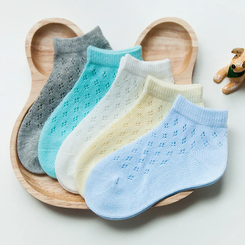 5 пар/лот) От 0 до 3 лет для маленьких девочек и мальчиков, летние, дышащие, хлопковые, мягкие, с сеткой, красивые, тонкие, без костей, носки для новорожденных