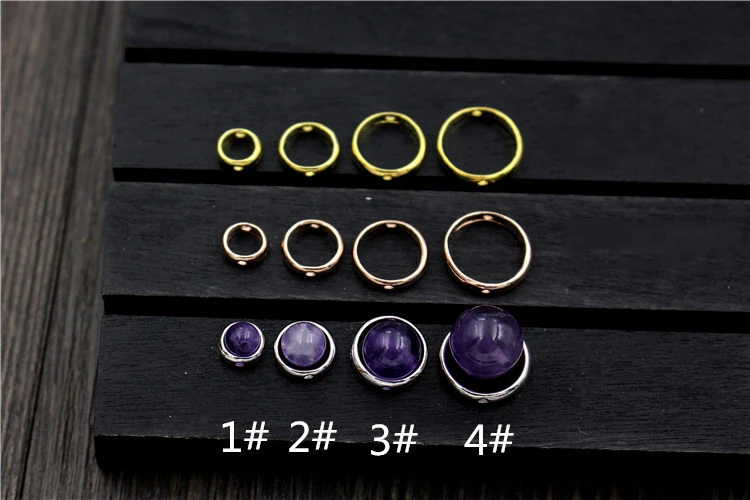 4pcs 100% S925 Sterling Silver Color DIY Bracelet Accessories Round Hollow Ring Charms Placed Beads for Jewelry DIY Making