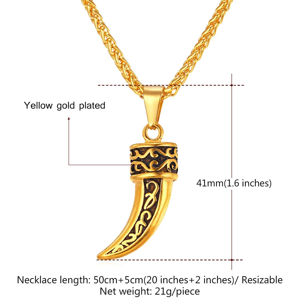 G панк-рок стиль волчий Клык Европейское винтажное ожерелье с кулоном Мужская