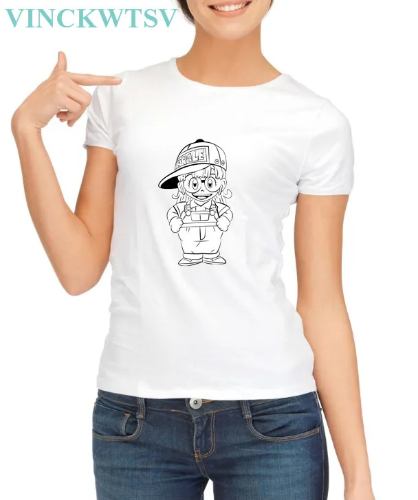 Vinckwtsv японский Harajuku Arale футболка Для женщин мультфильм печати Модальные женский