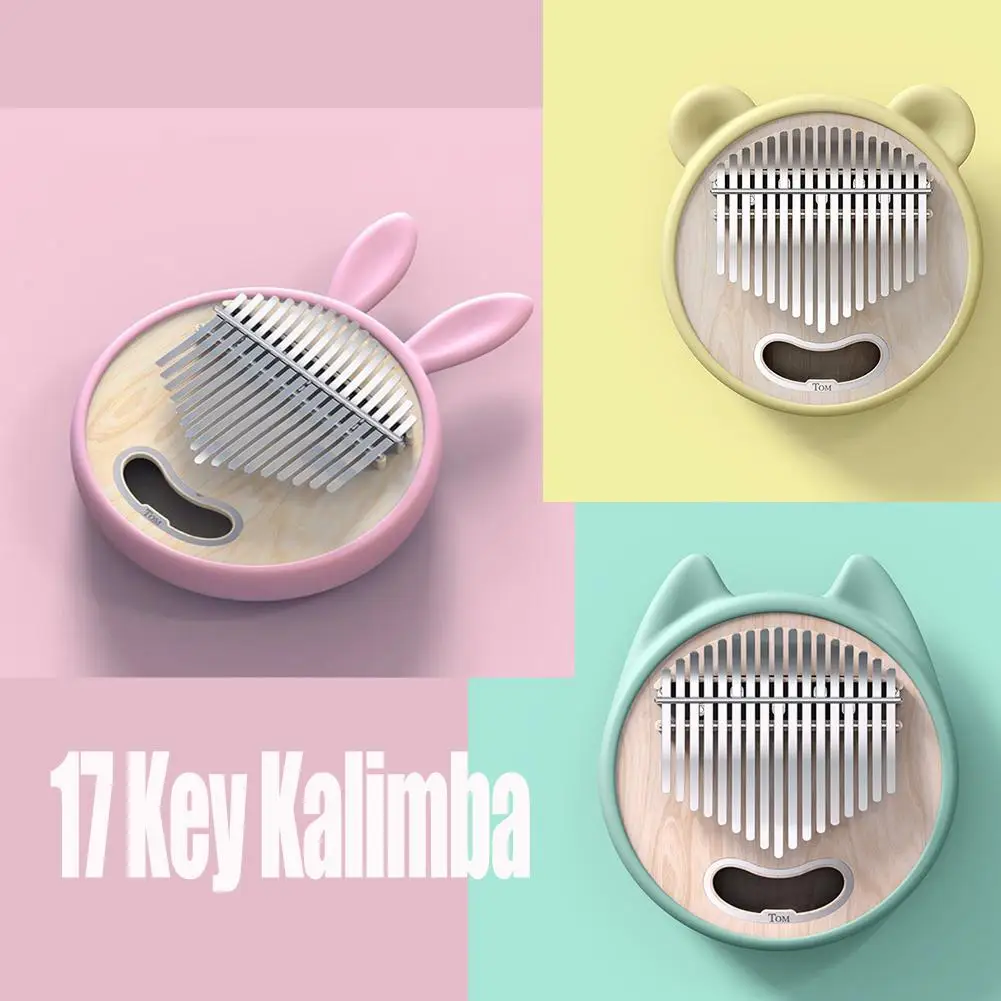 Newest 17 key Kalimba Mbira Thumb Fingertips Piano Cute Cartoon Rabbit Cat Bear Keyboard Instrument for Girl Kids Beginner Gifts