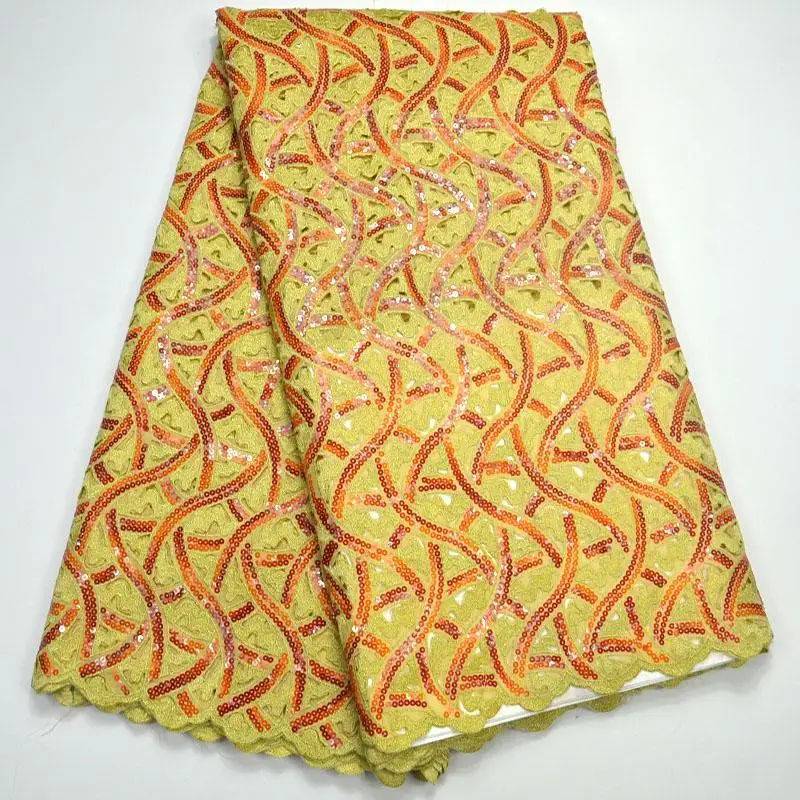 

Latest African Organza Lace Fabric High Quality Nigerian Lace Fabric With Sequins Organza Lace Fabric ML6699