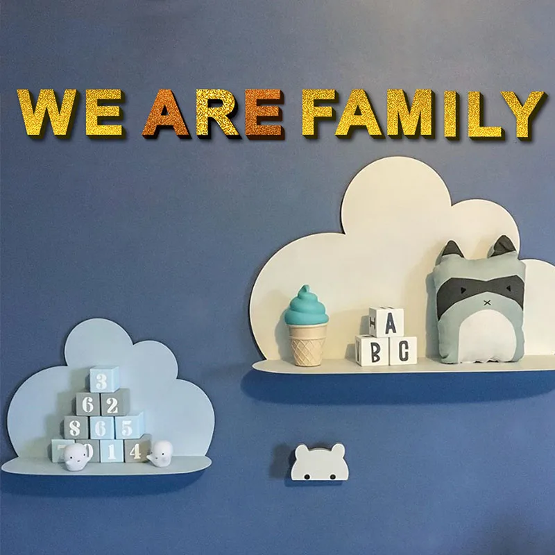 1 шт. 3D наклейки на стену из пеноматериала с блестками английские буквы украшение