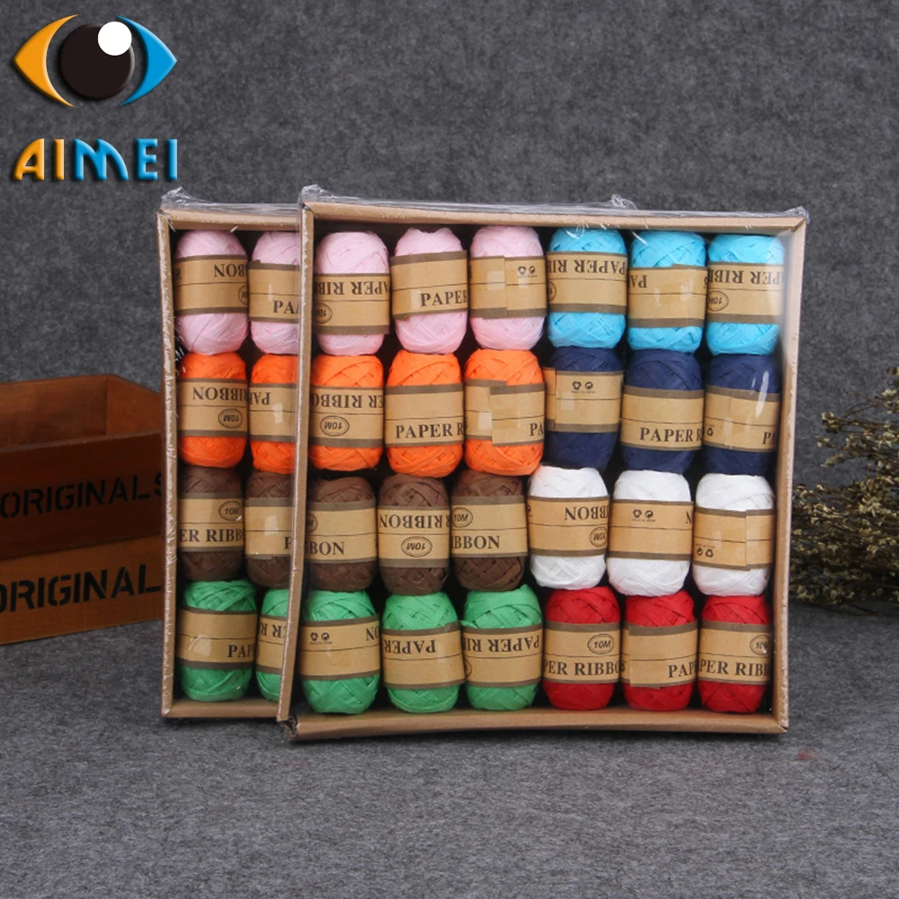 Новые цветные бусины Рождественские подарки ручной работы Raffia бумажная веревка рождественские яйца рулоны подарочные украшения бумажные веревки ленты-завязки