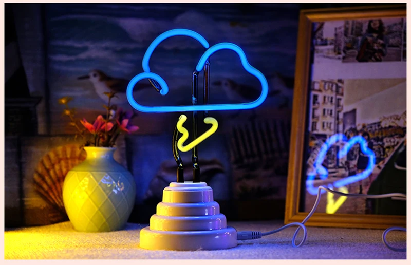 SMALL Cloud Неоновый светодиодный ночник настольная лампа прикроватная облако Радуга фламинго и ананасы рождественские семейные вечерние украшения 3D настольная лампа - Испускаемый цвет: SMALL Cloud