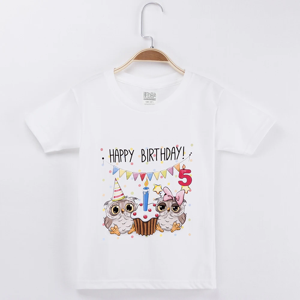 Новинка 2019 лидер продаж футболка на день рождения с рисунком совы детская одежда