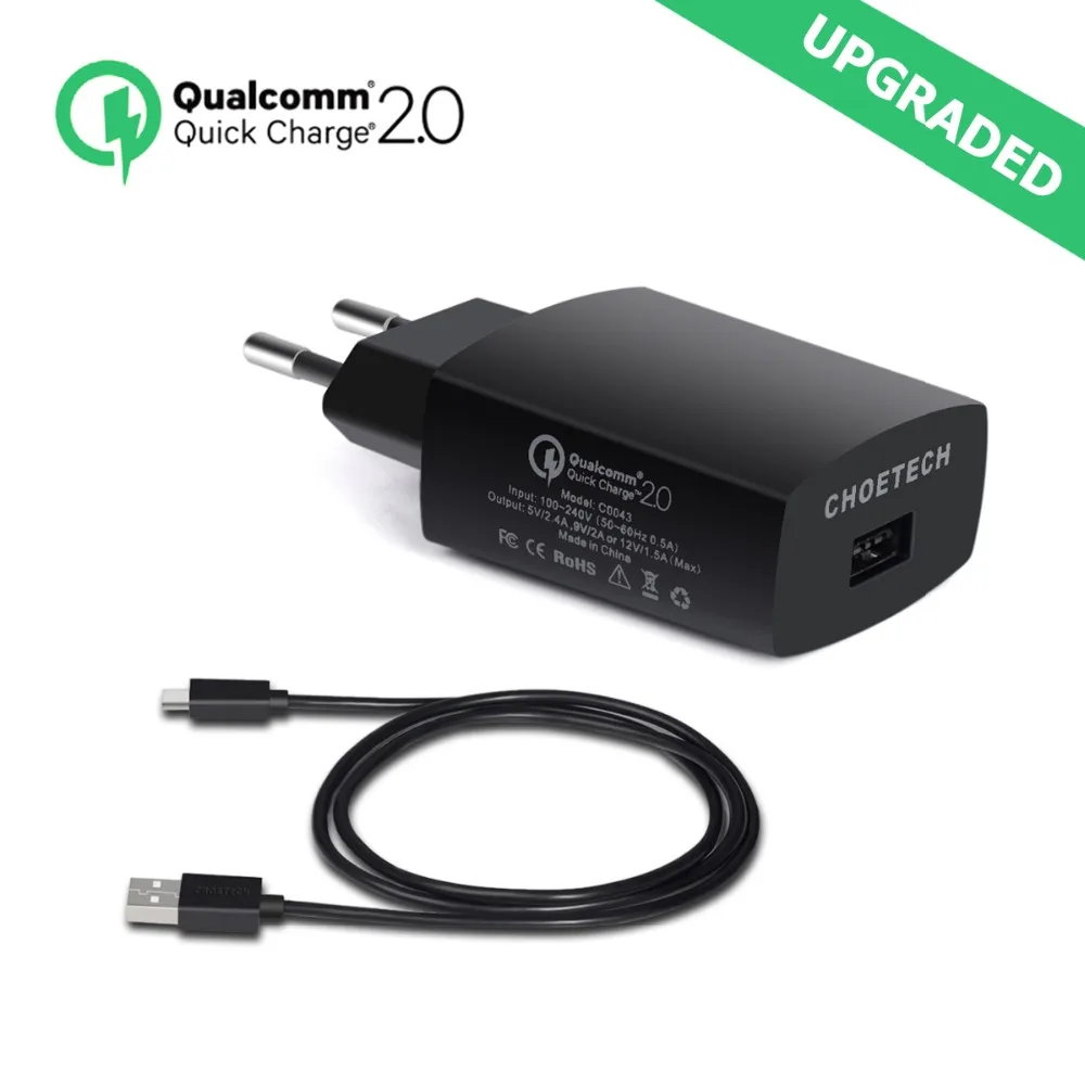 CHOETECH 18 W Мобильный телефон Зарядное устройство QC 2 0 Быстрая зарядка USB Wall