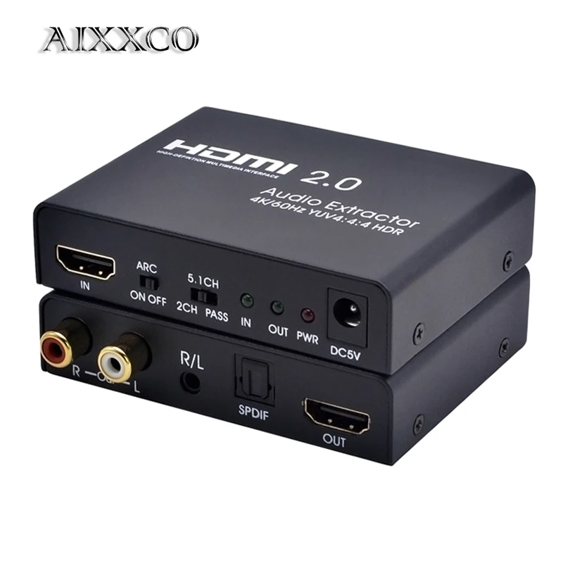 AIXXCO HDMI 2 0 к аудио экстрактор Поддержка 4 K/60Hz YUV 4:4:4 переключатель с пультом