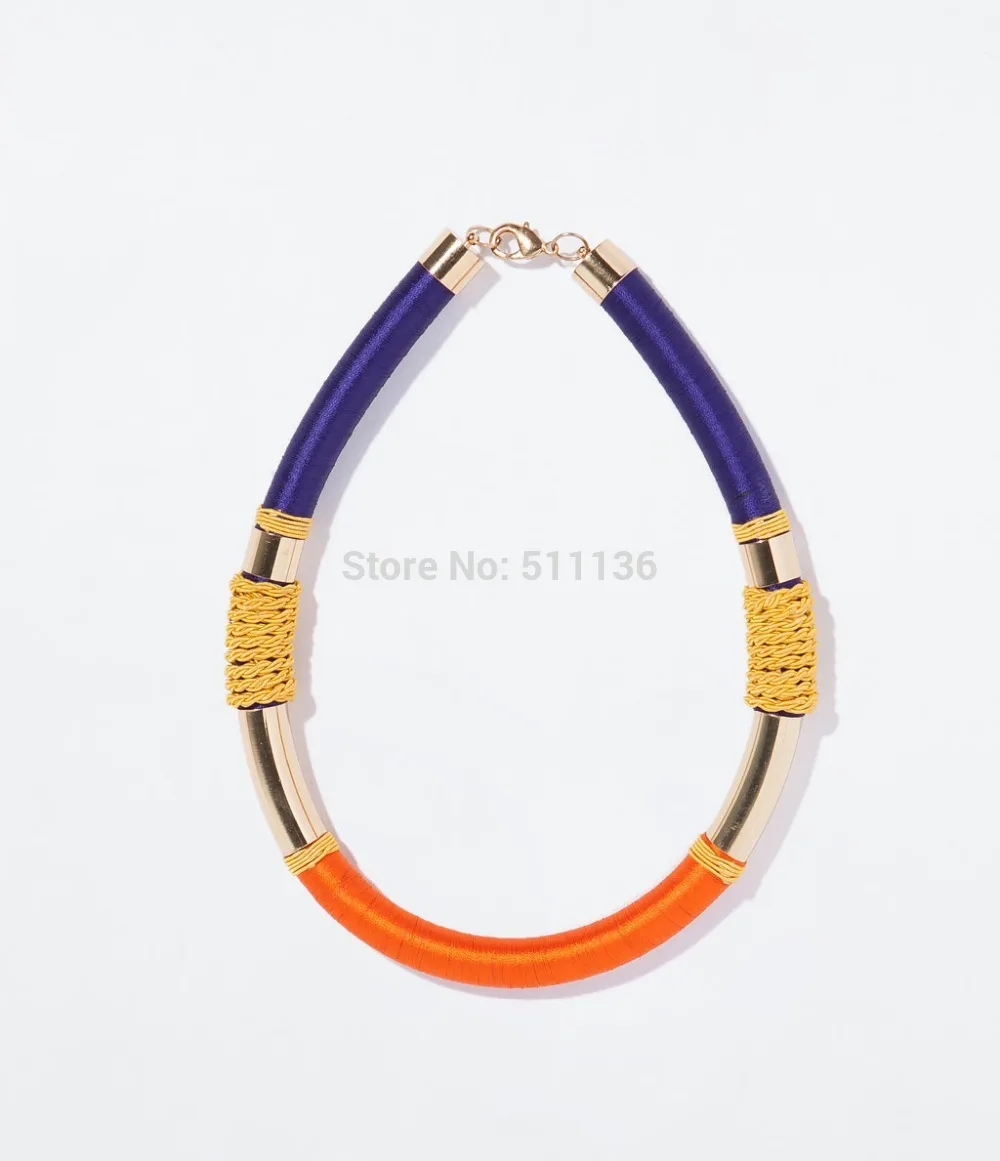 Хиты 2014 продажа бренд-а трубы чокеры ожерелья красочные безворсовой Wapped золотое