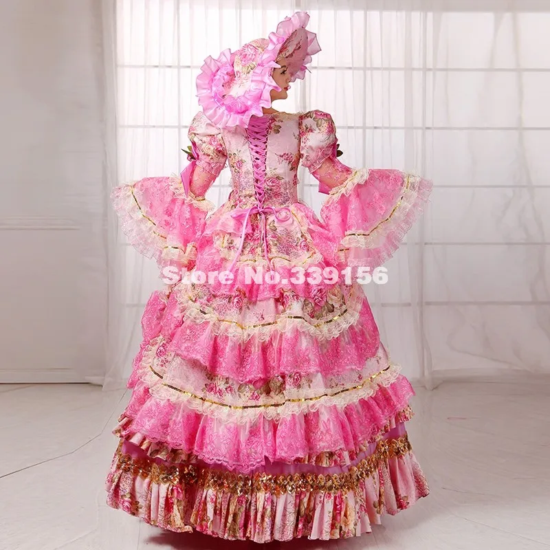 Высококачественный розовый королевский корт Рококо Мария Антуанетта Платье для