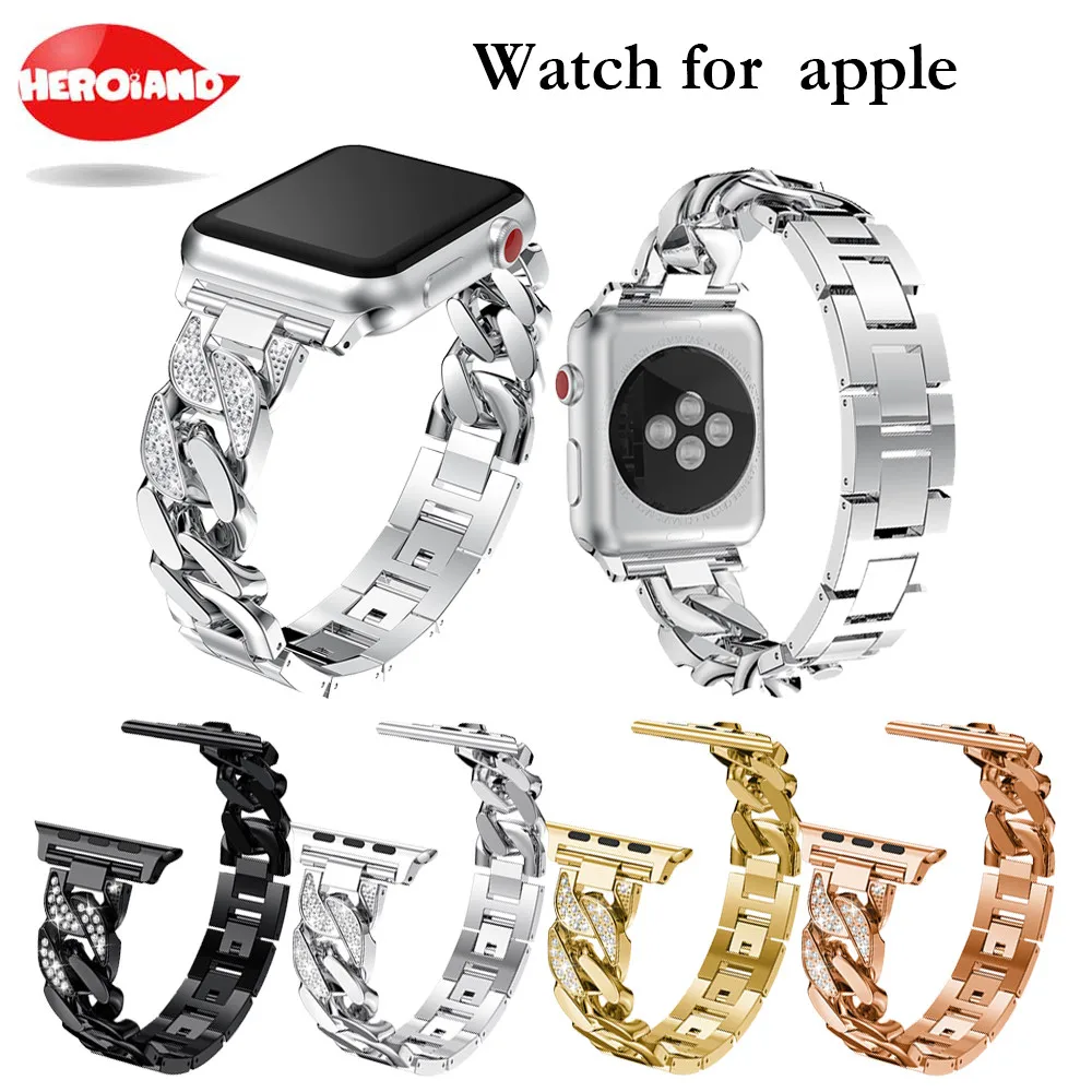 Для Apple Watch band 38 мм 42 часы 3 2 1 браслет из нержавеющей стали спортивный Однорядная