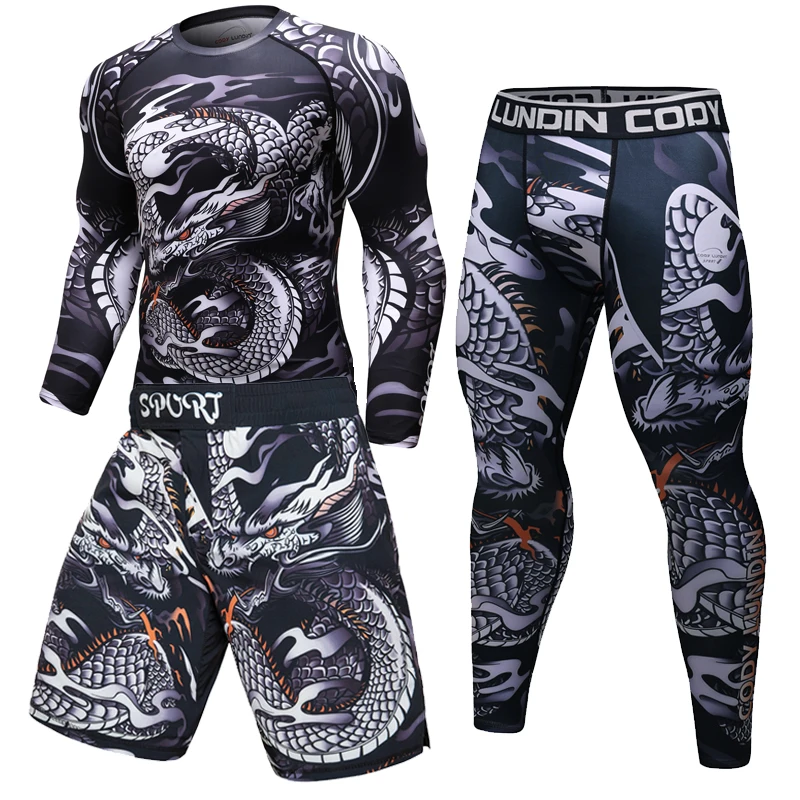 Новый бренд UFC MMA тренировки компресс Мужская футболка с длинными рукавами BJJ 3D