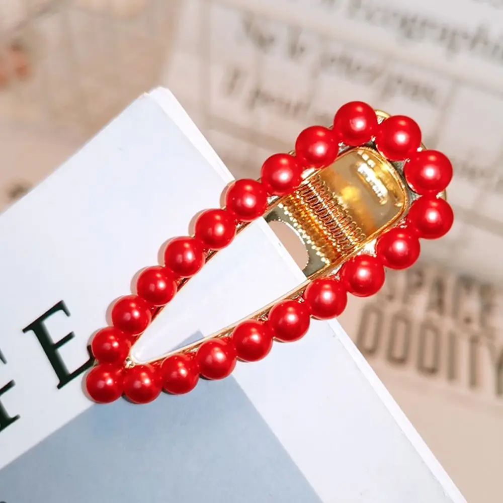 Заколка для волос с красным жемчугом в Корейском стиле| |