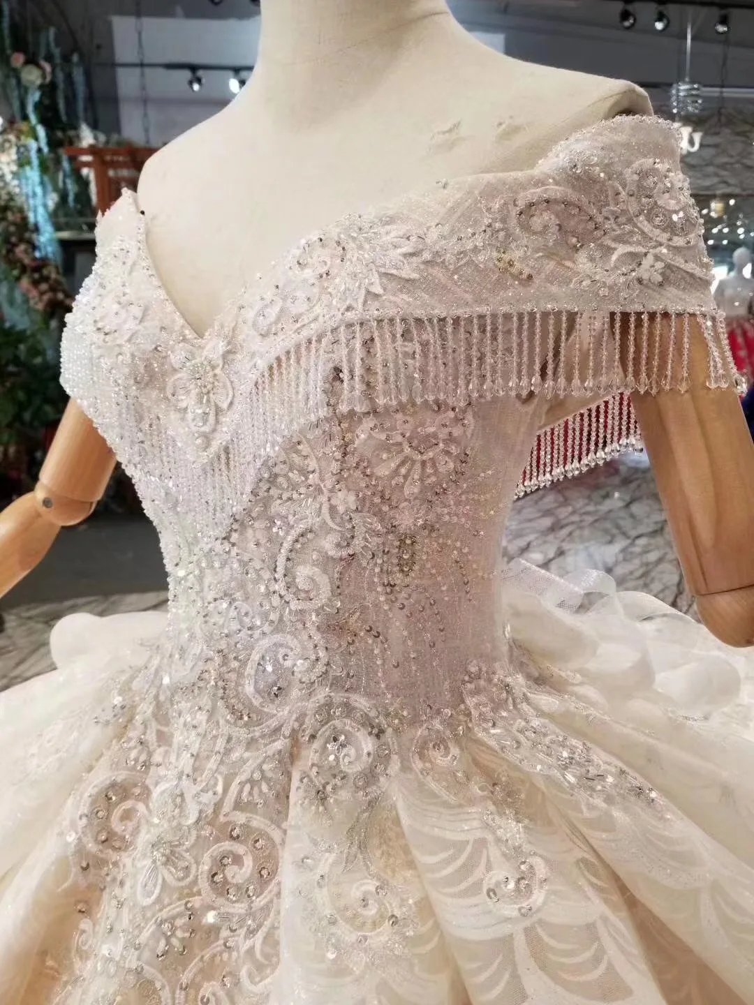 Robe De Mariage 2019 роскошное кружевное бальное платье с открытыми плечами и кисточками