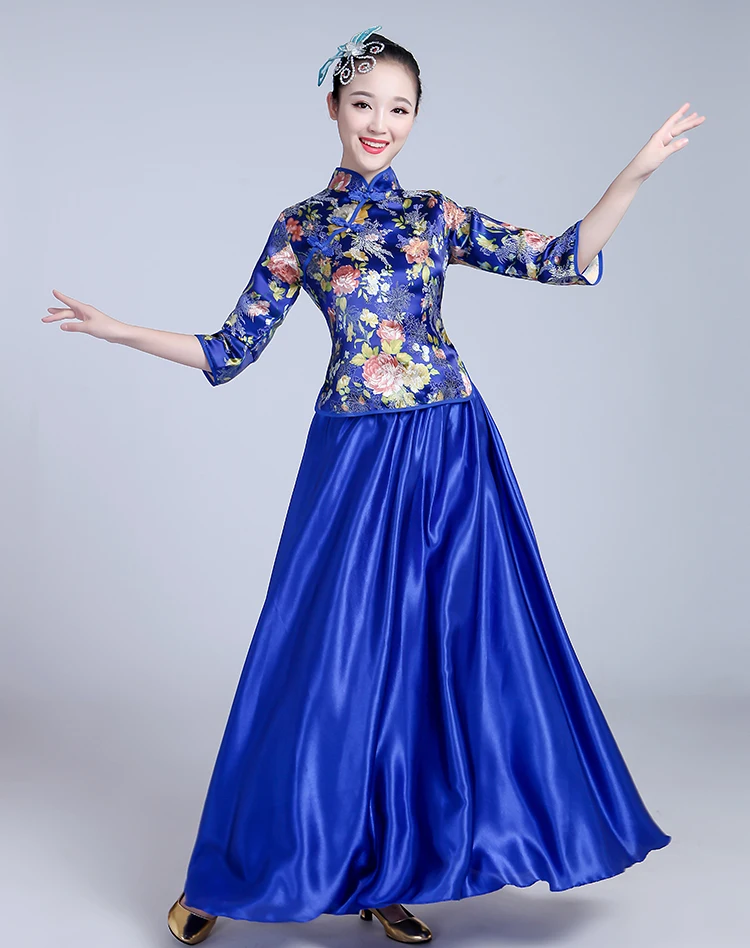 Фото Traditional women tang suit Chinese costume beautiful dance elegant hanfu clothing Yangko Classical Dance stage wear Тематическая Traditional women tang suit Chinese costume beautiful dance elegant hanfu clothing Yangko Classical Dance stage wear Тематическая