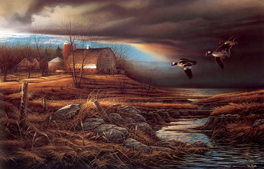Terry Redlin Outdoor Sketches and Animal Scenes Canvas Painting Living Room Home Decor Modern Mural Art Oil Painting#043 | Дом и сад