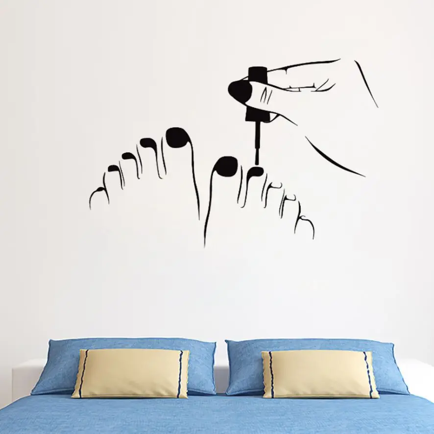 

Pedicure Wall Sticker Beauty Salon Nail Shop Decor Vinyl Pedicure Wall Decal Nails Art Wall Mural Removable Window Decals AY1262
