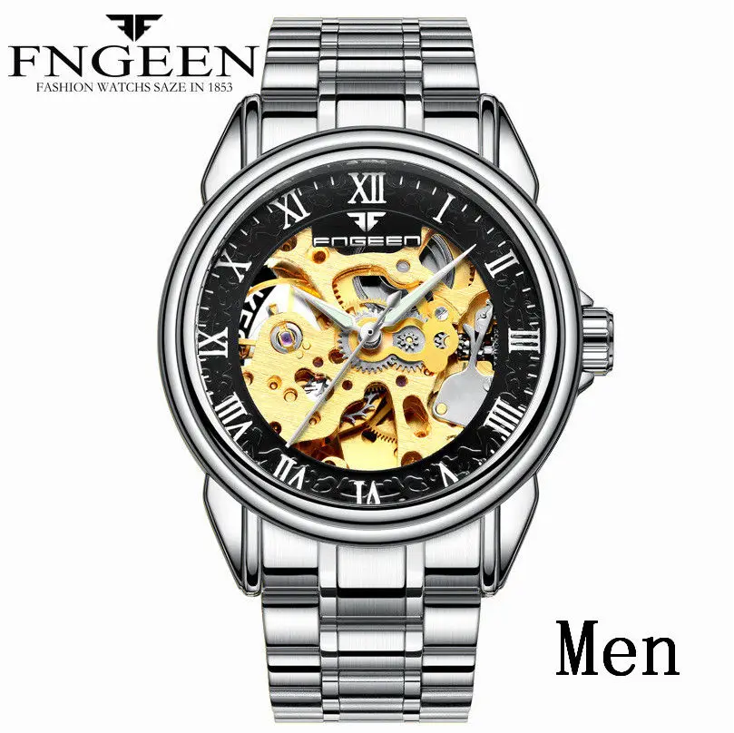 steel silver black Женские часы, автоматические механические часы, женские Tourbillon часы, Reloj Mujer, часы со скелетом, Лидирующий бренд, наручные часы, Relogio Feminino - Цвет: steel silver black