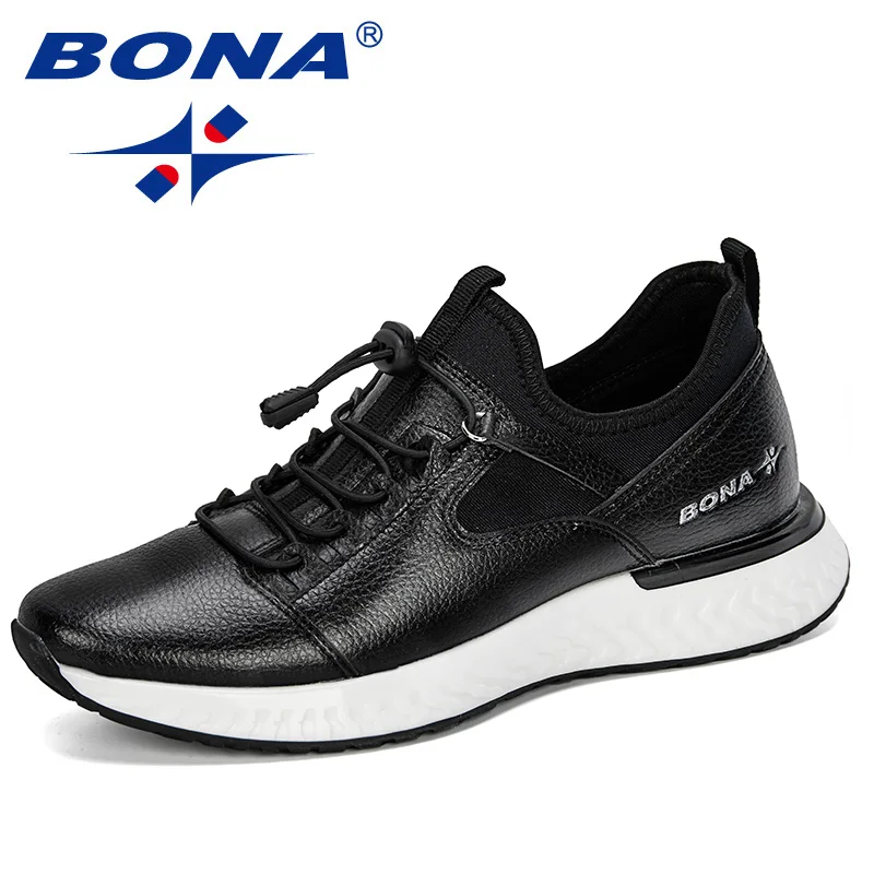 Black BONA/Новинка года; популярная повседневная обувь; мужские уличные кроссовки; удобная модная мужская прогулочная обувь; tenis feminino Zapatos - Цвет: Black