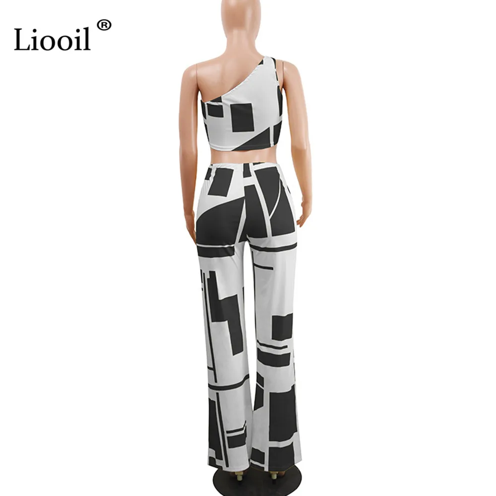 Liooil/комбинезон из 2 предметов со шнуровкой, с цветными блоками, модный, сексуальный, с открытыми плечами, без рукавов, с принтом, черный, женский комбинезон с длинными штанами
