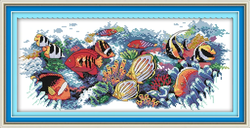 Tropical Fish1 NKF тропический рисунок рыбы ручной работы Рукоделие Набор для вышивки крестиком Набор для вышивания напечатанный Набор для вышивания крестиком домашний декор - Цвет: Tropical Fish1