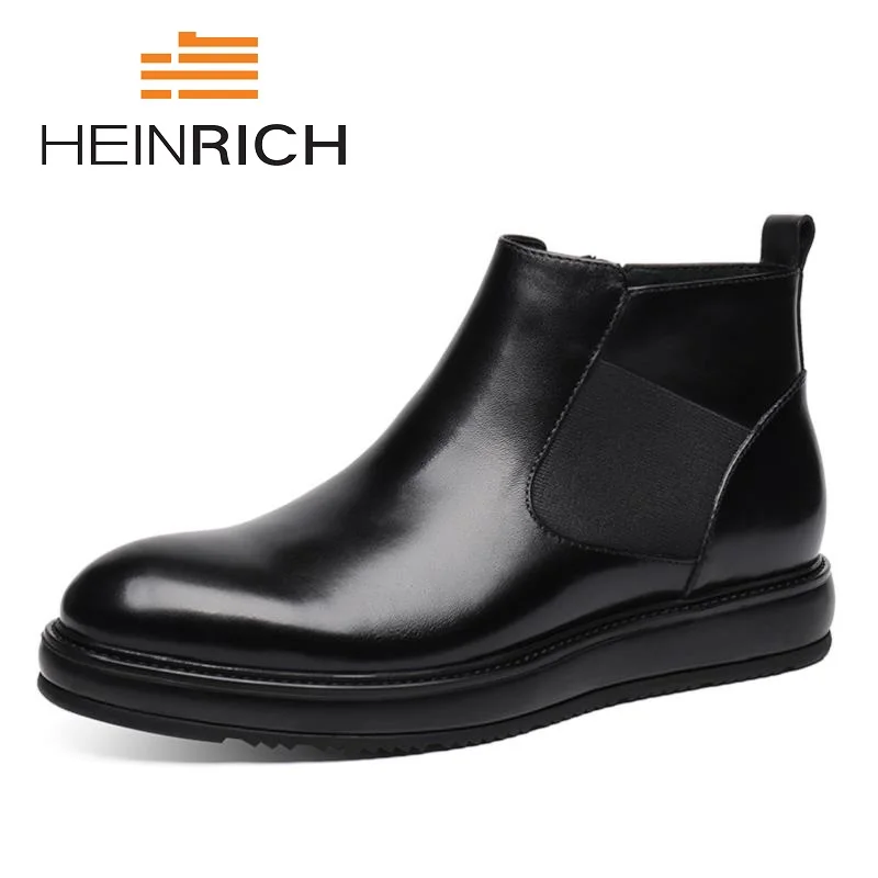 HEINRICH/Лидер продаж черные мужские ботинки Челси без шнуровки кожаные ботильоны на