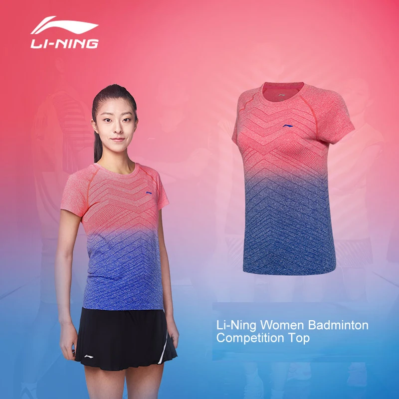Li-Ning, женские футболки для бадминтона из моно пряжи, дышащие, для фитнеса, для соревнований, топ, Удобная подкладка, Спортивная футболка, AAYN048 WTS1362