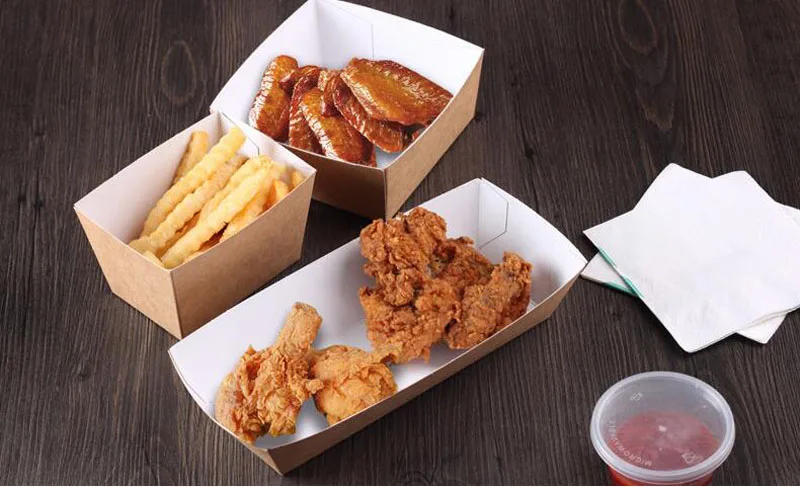 600 шт./лот одноразовая крафт бумага чашка для картофеля фри Экологичная жареная