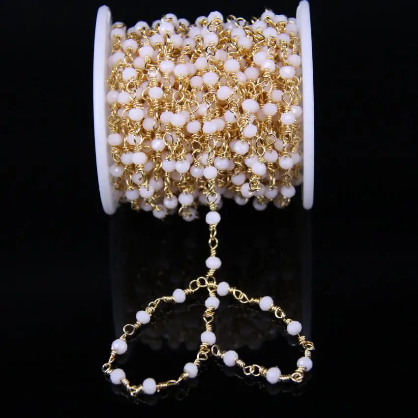 3x4 мм Хрустальные стеклянные драгоценные камни граненая цепочка Rondelle Link Золотая