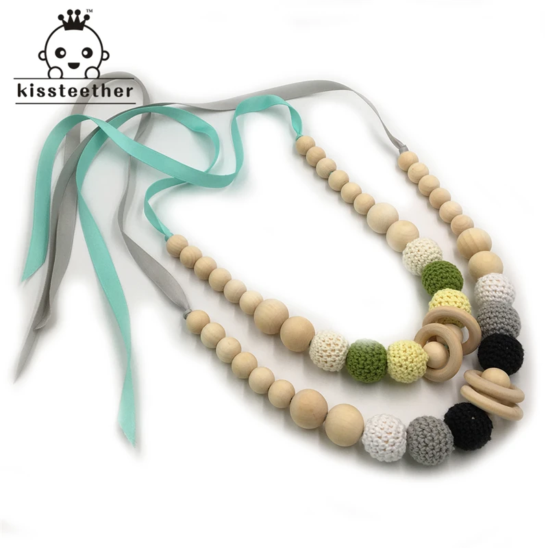 2 шт. детское ожерелье для прорезывания зубов вязаное крючком из бисера