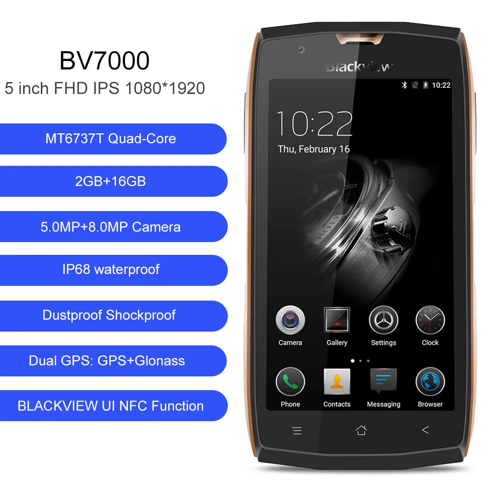 Blackview BV7000 мобильный телефон с водонепроницаемым корпусом IP68 mtk6737t четыре ядра 5
