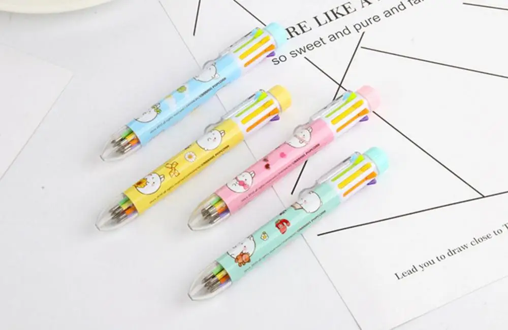 Разноцветная шариковая ручка 8 цветов мультяшная японская с животными школьный
