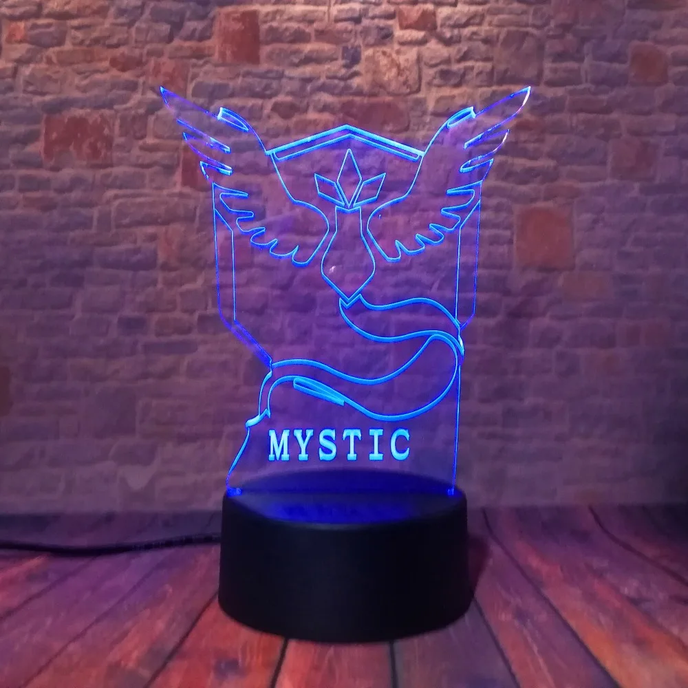 Хит продаж коллекция Pokemon Go команда Валора мистическая Instinct 3D LED Illusion ночник 7