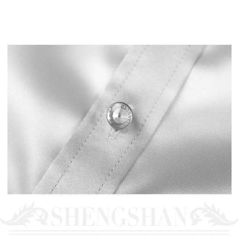 Мужские серебряные формальные повседневные рубашки Slim Fit жениха/жениха атласная