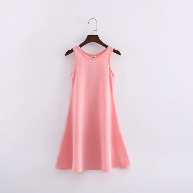 pink Детская одежда для девочек; черное платье для девочек; Летние повседневные Детские платья-майки для девочек-подростков; От 4 до 15 лет; RT453 - Цвет: pink
