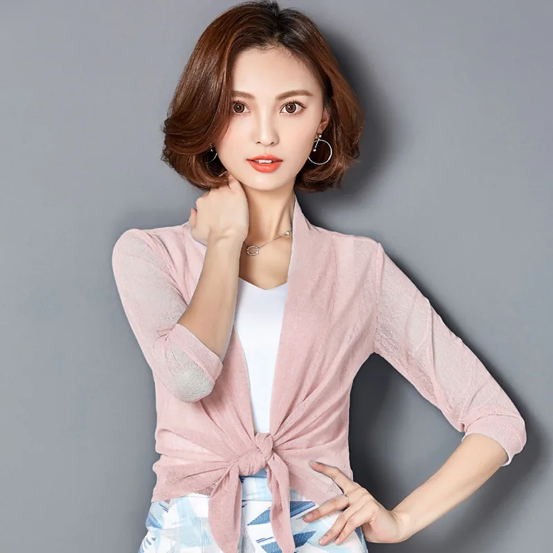 Candy Colors Lady Knitted Sweaters Plus Size M-3XL Elegant Women Fashion Solid Color Clothes Black Half Sleeve Cardigans |