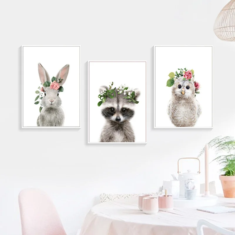 Черно белая Картина на холсте с изображением кролика и хвоста для детской