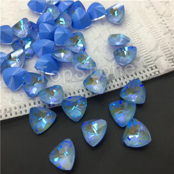 Blue 206MI K9 AB цвета мокко 9 мм Triangl e Кристалл заостренный назад TR Стразы смешанные цвета стекло кристалл необычный камень - Цвет: Blue 206MI